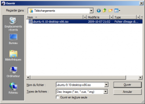 Sélectionnez l'image disque à graver